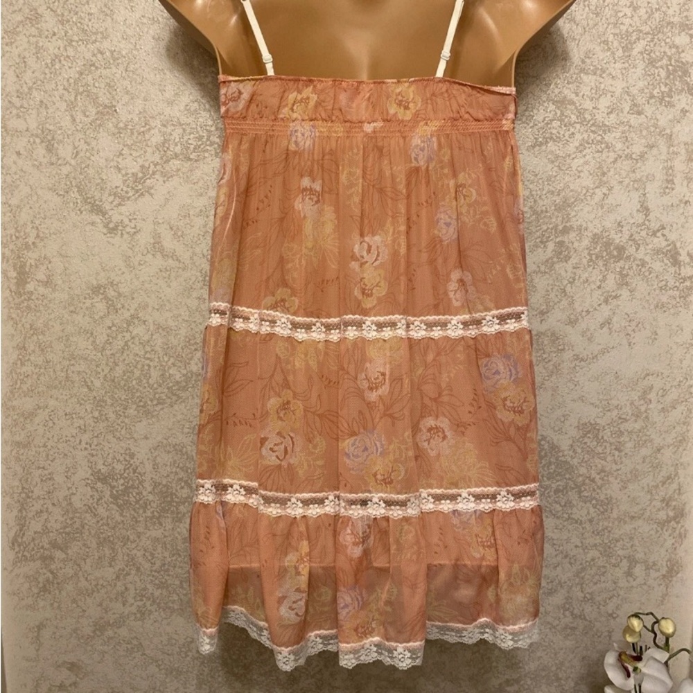 Victoria's Secret Orange Floral Babydoll with White Lace - Picture 6 of 11